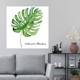 Plakat samoprzylepny Akwarela - tropikalny liść monstera