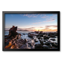 Obraz w ramie Pejzaż wchodu słońca nad skałami