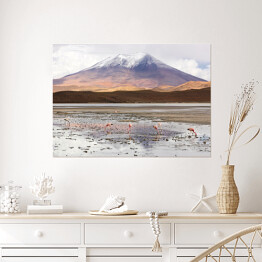 Plakat Laguna Hedionda z flamingami, Boliwia