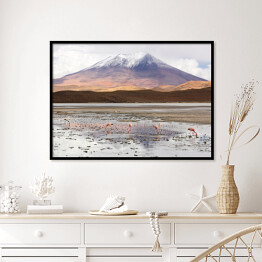 Plakat w ramie Laguna Hedionda z flamingami, Boliwia