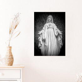 Plakat Statua Matki Boskiej - czarno biała ilustracja