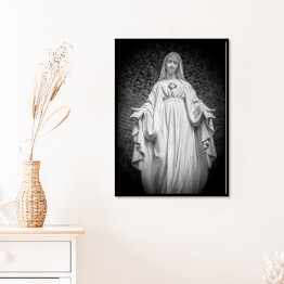 Plakat w ramie Statua Matki Boskiej - czarno biała ilustracja