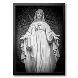 Obraz w ramie Statua Matki Boskiej - czarno biała ilustracja