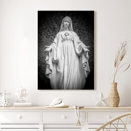Obraz na płótnie Statua Matki Boskiej - czarno biała ilustracja