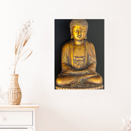 Plakat samoprzylepny Złoty Budda na czarnym tle
