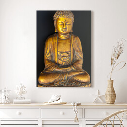 Obraz na płótnie Złoty Budda na czarnym tle