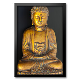 Obraz w ramie Złoty Budda na czarnym tle