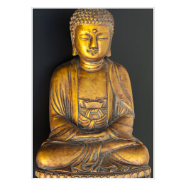Plakat samoprzylepny Złoty Budda na czarnym tle