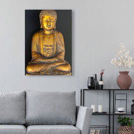 Obraz na płótnie Złoty Budda na czarnym tle