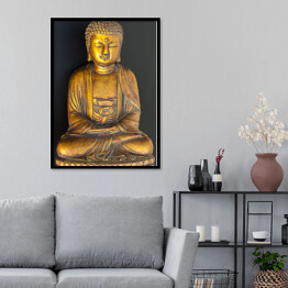 Plakat w ramie Złoty Budda na czarnym tle