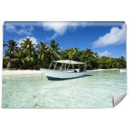 Fototapeta Polinezja - łódź przy plaży