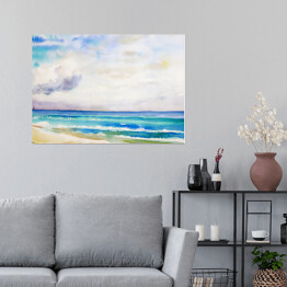 Plakat Morze i plaża - kolorowy pejzaż
