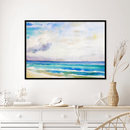 Plakat w ramie Morze i plaża - kolorowy pejzaż