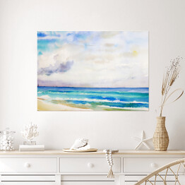 Plakat Morze i plaża - kolorowy pejzaż