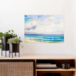 Plakat samoprzylepny Morze i plaża - kolorowy pejzaż