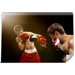 Fototapeta Dwóch profesjonalnych bokserów na ciemnym tle 