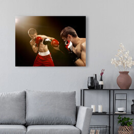 Obraz na płótnie Dwóch profesjonalnych bokserów na ciemnym tle 