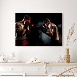 Obraz na płótnie Dwóch profesjonalnych bokserów w półmroku