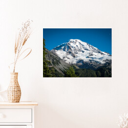 Plakat samoprzylepny Góra Rainier na tle niebieskiego nieba