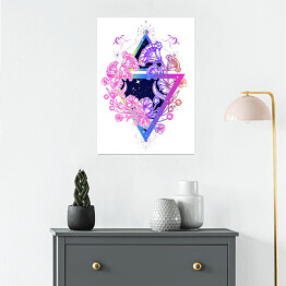 Plakat samoprzylepny Kwiaty w mistycznym trójkącie - kolorowa ilustracja
