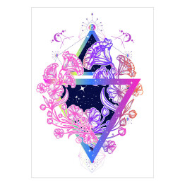 Plakat samoprzylepny Kwiaty w mistycznym trójkącie - kolorowa ilustracja