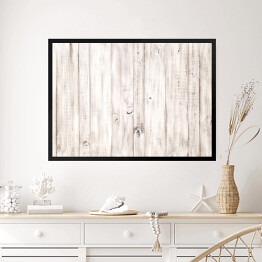 Obraz w ramie Tło z białych drewnianych desek w stylu vintage