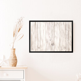 Obraz w ramie Tło z białych drewnianych desek w stylu vintage