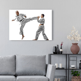 Obraz na płótnie Dwóch mężczyzn walczących na białym tle 