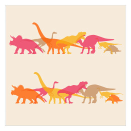 Barwne dinozaury na kolorowym tle