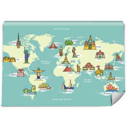 Fototapeta winylowa zmywalna Mapa świata z symbolami kraju