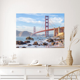 Plakat Golden Gate Bridge, San Francisco, Kalifornia - widok z wybrzeża