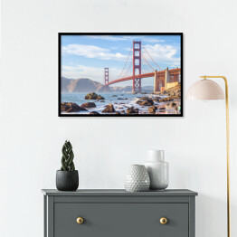 Plakat w ramie Golden Gate Bridge, San Francisco, Kalifornia - widok z wybrzeża