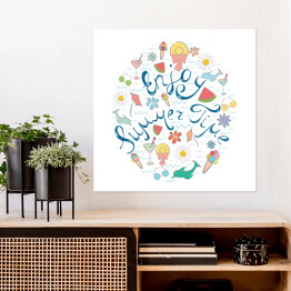 Plakat samoprzylepny Kolorowa ilustracja - "Ciesz się latem"
