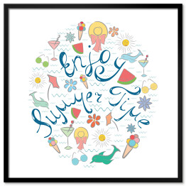 Plakat w ramie Kolorowa ilustracja - "Ciesz się latem"