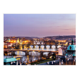 Plakat samoprzylepny Widok najważniejszych mostów w Pradze mostu Karola, mostu Pałacowego, mostu Kolejowego, mostu Legionu, mostu Manes, mostu Jirasek w Czechach