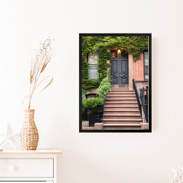 Obraz w ramie Zdobione drzwi do domu z kamienia