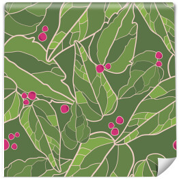 Tapeta winylowa zmywalna w rolce Jagody i liście w jasnych odcieniach zieleni