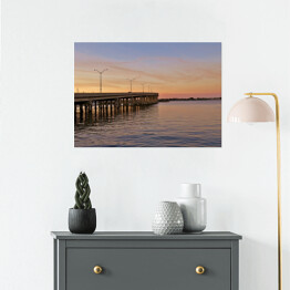 Plakat samoprzylepny Zachód słońca nad rzeką w Bradenton w pastelowych barwach