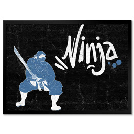 Plakat w ramie "Ninja" - typografia z rysunkiem