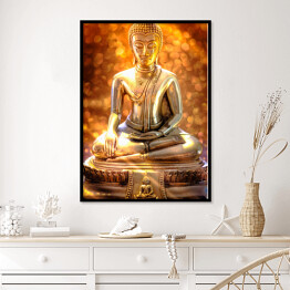 Plakat w ramie Budda - statua na złotym tle
