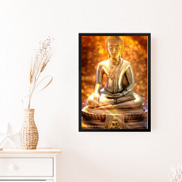 Obraz w ramie Budda - statua na złotym tle