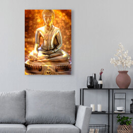 Obraz na płótnie Budda - statua na złotym tle