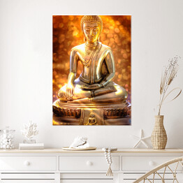 Plakat Budda - statua na złotym tle