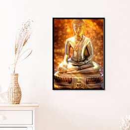 Plakat w ramie Budda - statua na złotym tle