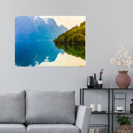 Plakat Góry, jezioro i fiord w Norwegii