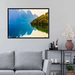 Plakat w ramie Góry, jezioro i fiord w Norwegii