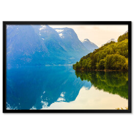 Plakat w ramie Góry, jezioro i fiord w Norwegii
