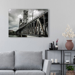 Obraz na płótnie Most stalowy w czarno białym ujęciu