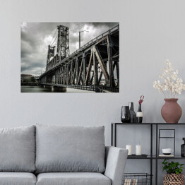Plakat samoprzylepny Most stalowy w czarno białym ujęciu