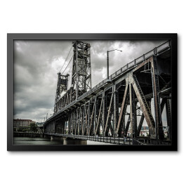 Obraz w ramie Most stalowy w czarno białym ujęciu